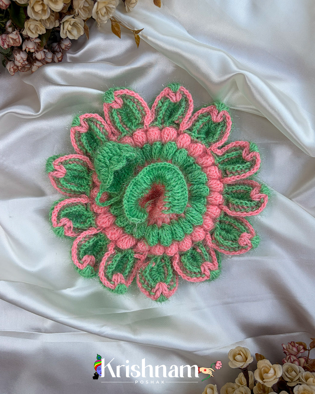 Woolen dress Pink Green Floral for laddu Gopal ji & Radha Krishna (Winter Collection)